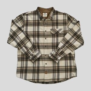 Dubinik Brown Neutral Long Sleeve Cotton Fall Flannel Shirt Mens Size XL